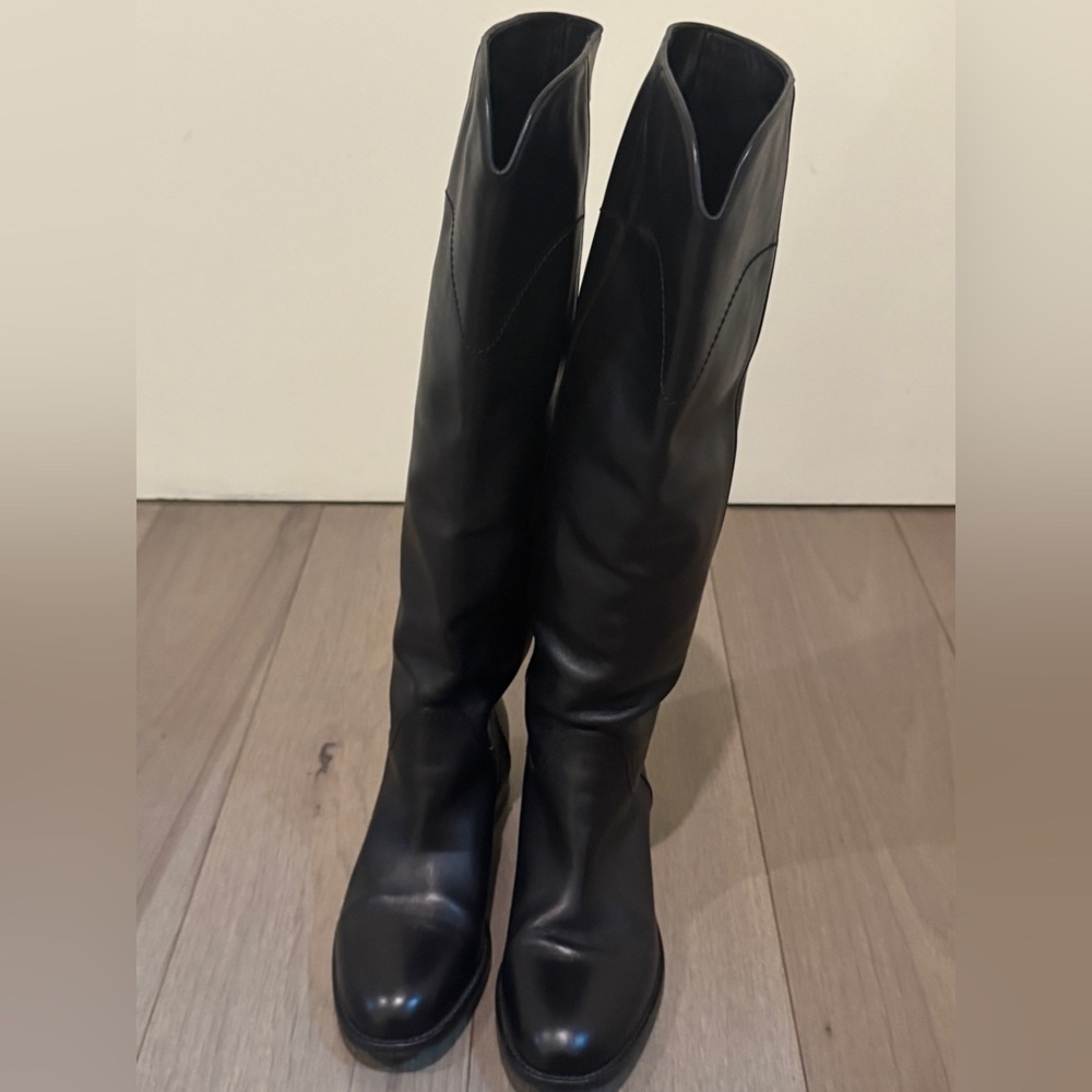 Chanel Black Leather Riding Boots in Size 39.5